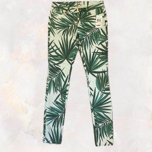 NWT - Michael Kors Green Palm Frond Pattern Skinny Jeans - 4